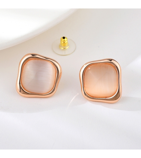 Обеци розово позлатяване семпли котешко око | Колекция Rose Gold | Бижута Invoke.bg