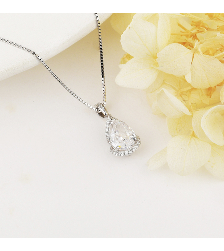 Сребърно колие кристална капка | Колекция Crushed Ice | Бижута Invoke