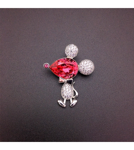 Брошка бяло позлатяване 'Червен Мики Маус' | Бижута Invoke.bg