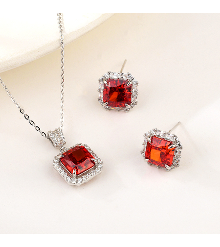 SILVER SET RED CRUSHED ICE SET