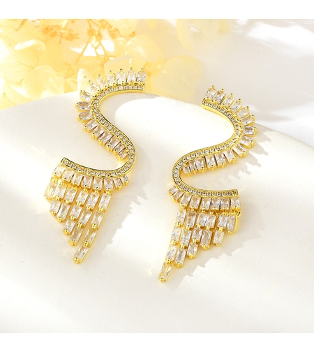 Обеци жълто позлатяване S-образни | Колекция Luxury Secret | Бижута Invoke.bg