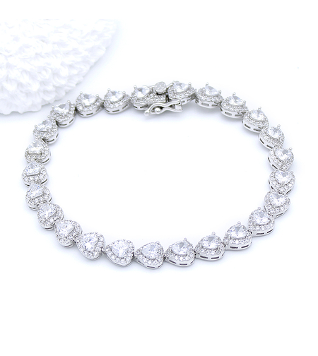 Сребърна тенис гривна сърца | Колекция Silver Premium | Бижута Invoke.bg