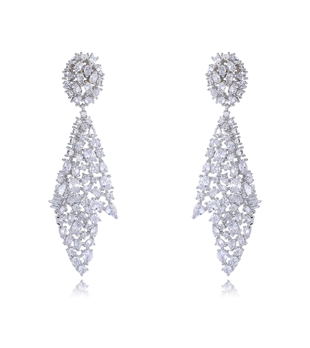 Обеци бяло позлатяване 'Ема' | Колекция Luxury Secret | Бижута Invoke.bg