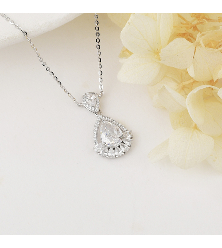 Сребърно колие кристални сълзи | Бижута Invoke