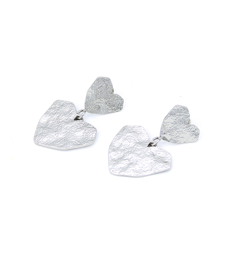 Earrings white gold plating hearts | Desert Shine Collection
