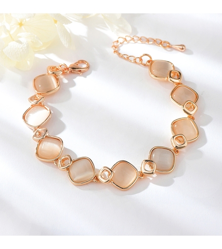 Гривна розово позлатяване котешко око | Колекция Rose Gold | Бижута Invoke.bg