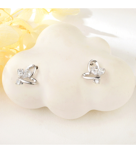 Сребърни обеци Пеперуди с родий | колекция Delicate Silver | Бижута Invoke.bg