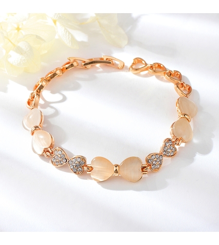 Гривна розово позлатяване с камък котешко око | Колекция Rose Gold | Бижута Invoke.bg