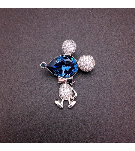 Брошка бяло позлатяване 'Син Мики Маус' | Бижута Invoke.bg