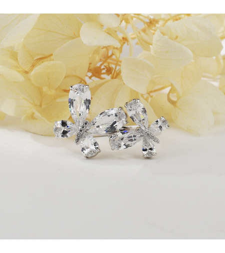 Сребърен пръстен кристални пеперуди | колекция Delicate Silver