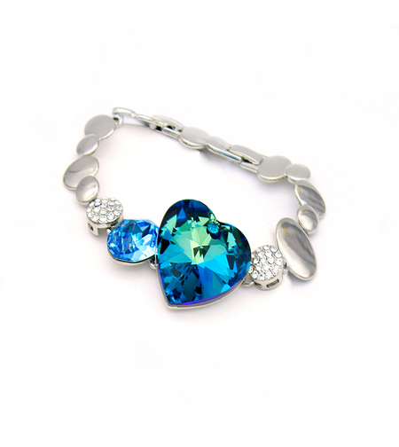 Гривна бяло позлатяване синьо сърце 2200000018786 | Колекция Luxury Secret