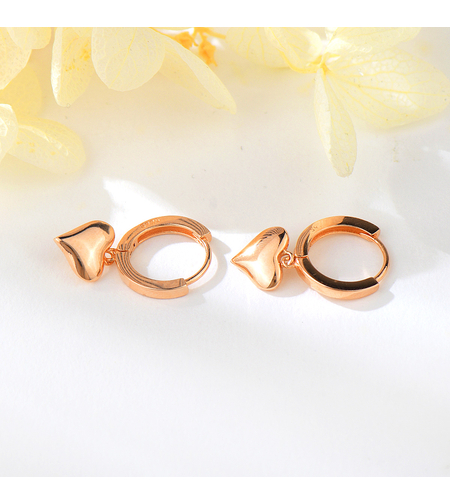 Сребърни обеци Сърца с розово позлатяване | колекция Delicate Silver | Бижута Invoke.bg