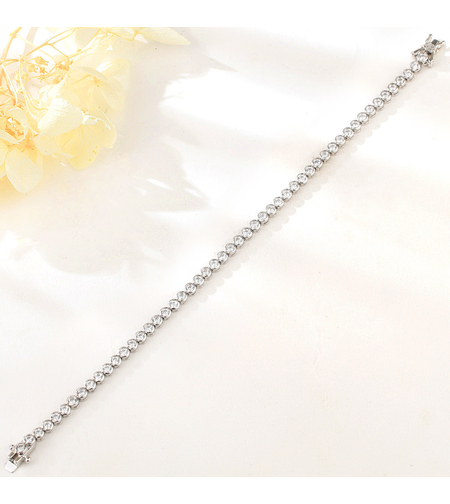 Сребърна тенис гривна с платина и кубични циркони | Колекция Silver Premium | Бижута Invoke.bg