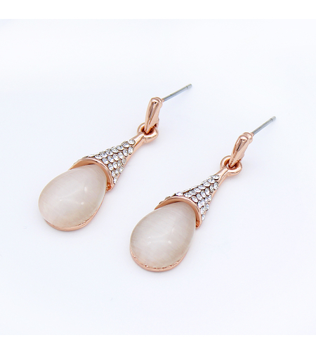 Обеци розово позлатяване котешко око 2000000000351 | Колекция Rose Gold