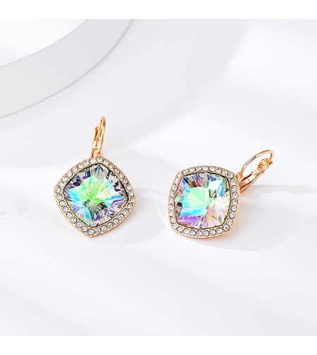 Обеци розово позлатяване и кристали | Колекция Luxury Secret | Бижута Invoke.bg