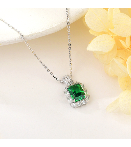 Сребърно колие зелен блясък | Колекция Crushed Ice | Бижута Invoke