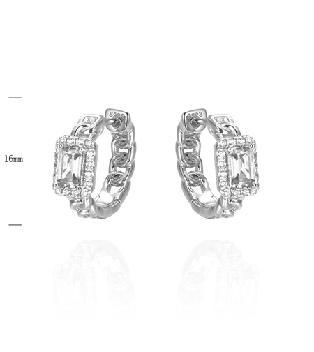 Сребърни обеци Вериги с платина | Колекция Silver Premium | Бижута Invoke.bg