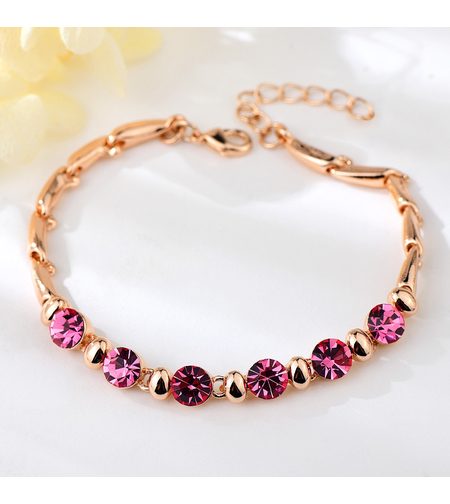 Гривна розово позлатяване виолетови кристали | Колекция Rose Gold | Бижута Invoke.bg