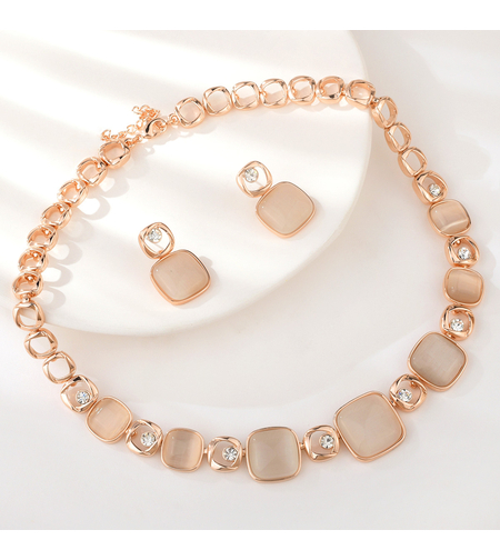 Комплект розово позлатяване ефирна елегантност | Колекция Rose Gold | Бижута Invoke.bg