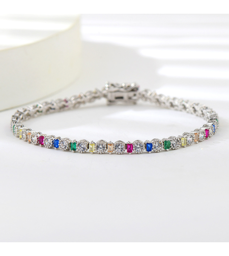 Сребърна тенис гривна с платина | Колекция Silver Premium | Бижута Invoke.bg