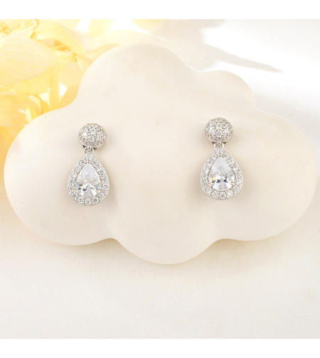 Сребърни обеци капки с родий | колекция Delicate Silver | Бижута Invoke.bg