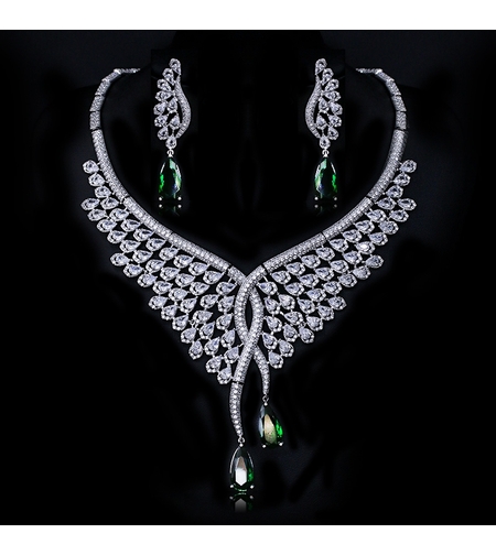 Комплект бяло позлатяване криле с кристали Swarovski - LSS | Колекция Luxury Secret | Бижута Invoke.bg