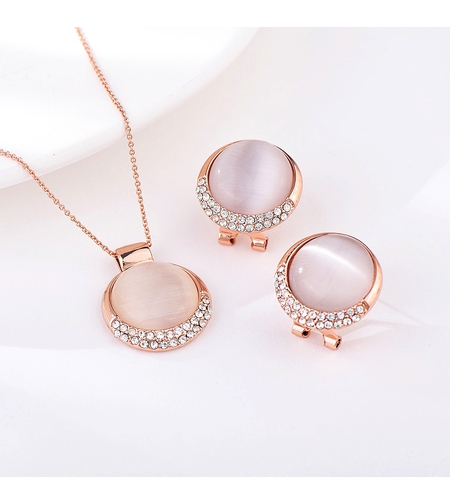 Комплект розово позлатяване котешко око | Колекция Rose Gold | Бижута Invoke.bg