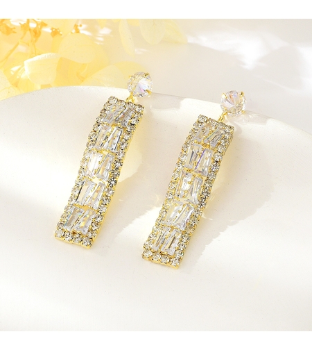 Обеци жълто позлатяване 'Кристален блясък' | Колекция Luxury Secret | Бижута Invoke.bg