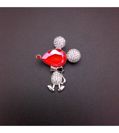 Брошка бяло позлатяване 'Червен Мики Маус' | Бижута Invoke.bg