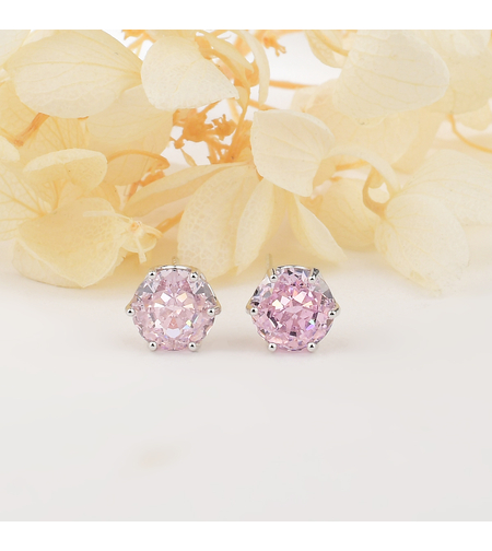 PINK ROUND CRUSHED ICE EARRINGS