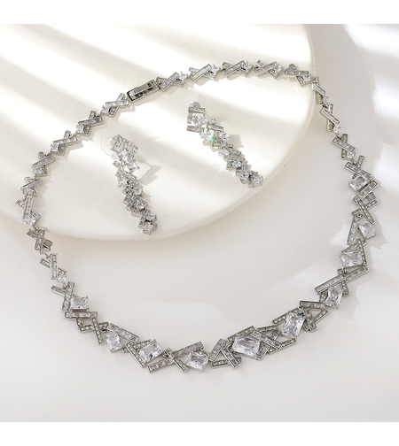 Комплект бяло позлатяване авангард | Колекция Luxury Secret | Бижута Invoke.bg