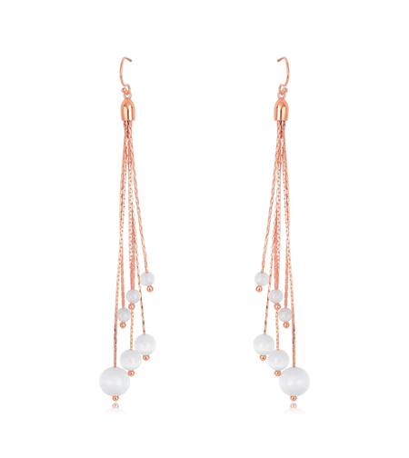 Обеци розово позлатяване висулки с котешко око | Колекция Rose Gold | Бижута Invoke.bg