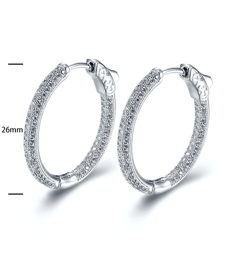 Платинирани сребърни обеци с кубични циркони | Колекция Silver Premium | Бижута Invoke.bg