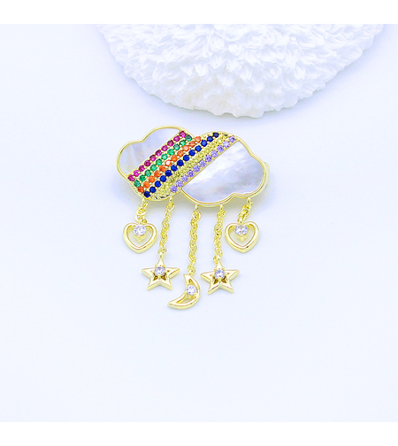 Стилна брошка жълто позлатяване Облак | Бижута Invoke.bg