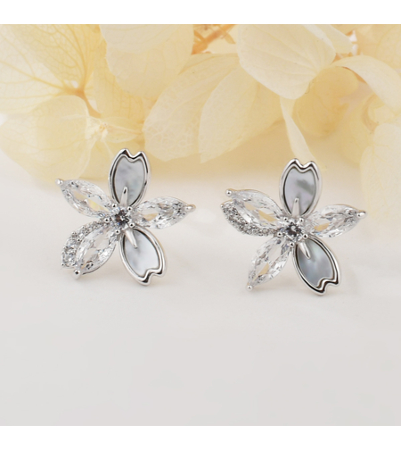 Ежедневни сребърни обеци цветя 2700000064184 | колекция Delicate Silver | Бижута Invoke.bg