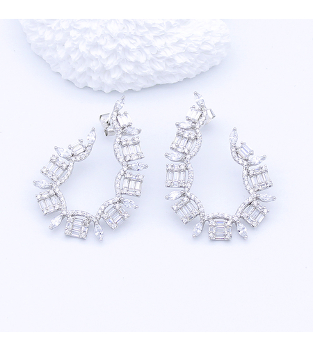 Сребърни обеци с камъни циркон | Колекция Silver Premium | Бижута Invoke.bg