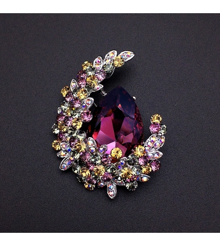 Брошка бяло позлатяване 'Червено гнездо' | Бижута Invoke.bg