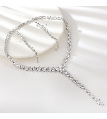 Комплект бяло позлатяване кристални капки | Колекция Luxury Secret | Бижута Invoke.bg