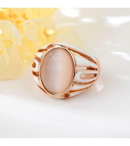 Пръстен розово позлатяване обемен с котешко око | Колекция Rose Gold | Бижута Invoke.bg