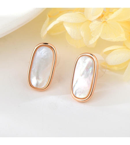 Обеци розово позлатяване със седеф | Колекция Rose Gold | Бижута Invoke.bg