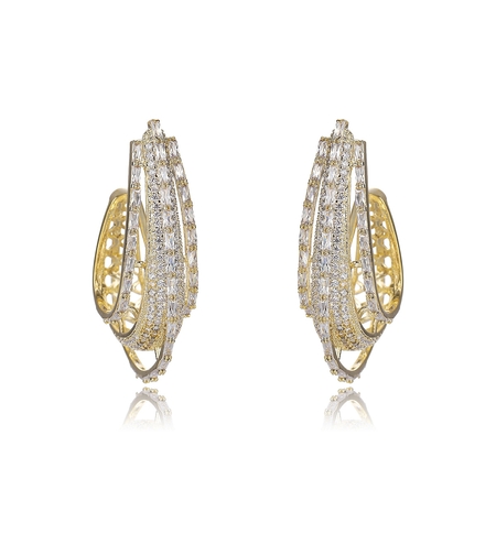 Обеци жълто позлатяване с кристали | Колекция Luxury Secret | Бижута Invoke.bg