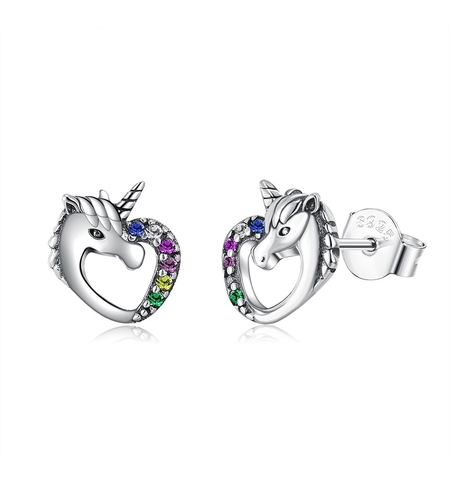 Сребърно обеци Еднорог | колекция Delicate Silver | Бижута Invoke.bg