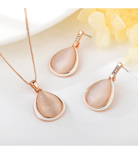 Комплект розово позлатяване капковиден | Колекция Rose Gold | Бижута Invoke.bg