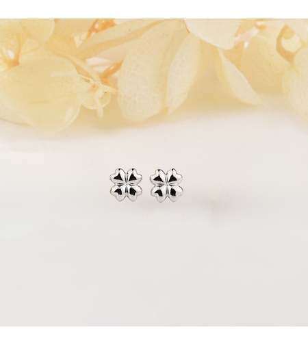 Деликатни сребърни обеци по ухото детелини големи | колекция Delicate Silver | Бижута Invoke.bg