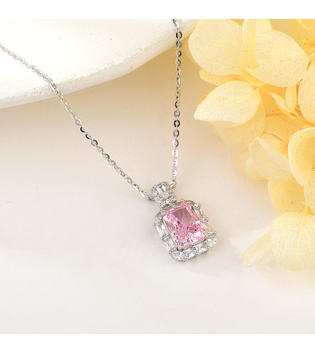 Сребърно колие розов блясък | Колекция Crushed Ice | Бижута Invoke