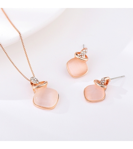 Комплект розово позлатяване котешко око | Колекция Rose Gold | Бижута Invoke.bg