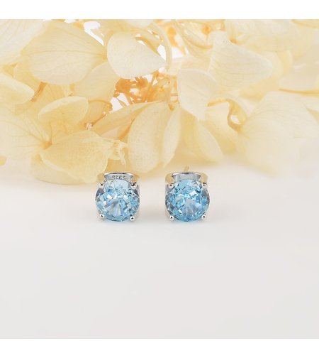 BLUE ROUND CRUSHED ICE EARRINGS