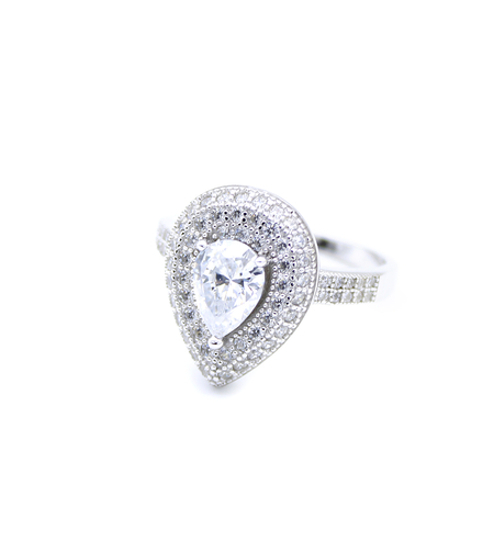 Сребърен пръстен с платина и кубични циркони 2700000071335 | Колекция Silver Premium