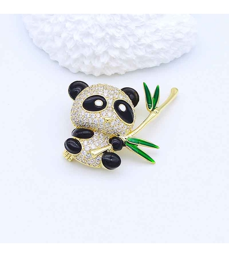 PANDA LUXURY BROOCH YELLOW GOLD PLATING