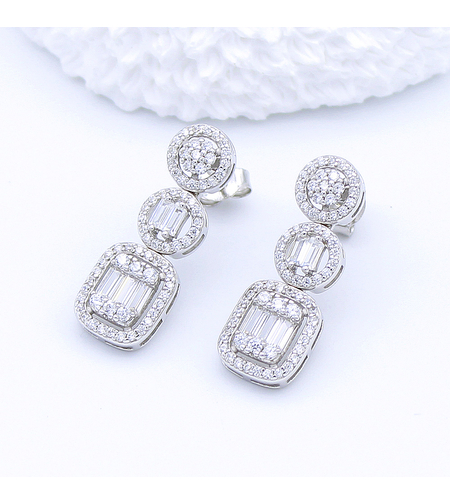 Сребърни обеци с камъни циркон | Колекция Silver Premium | Бижута Invoke.bg